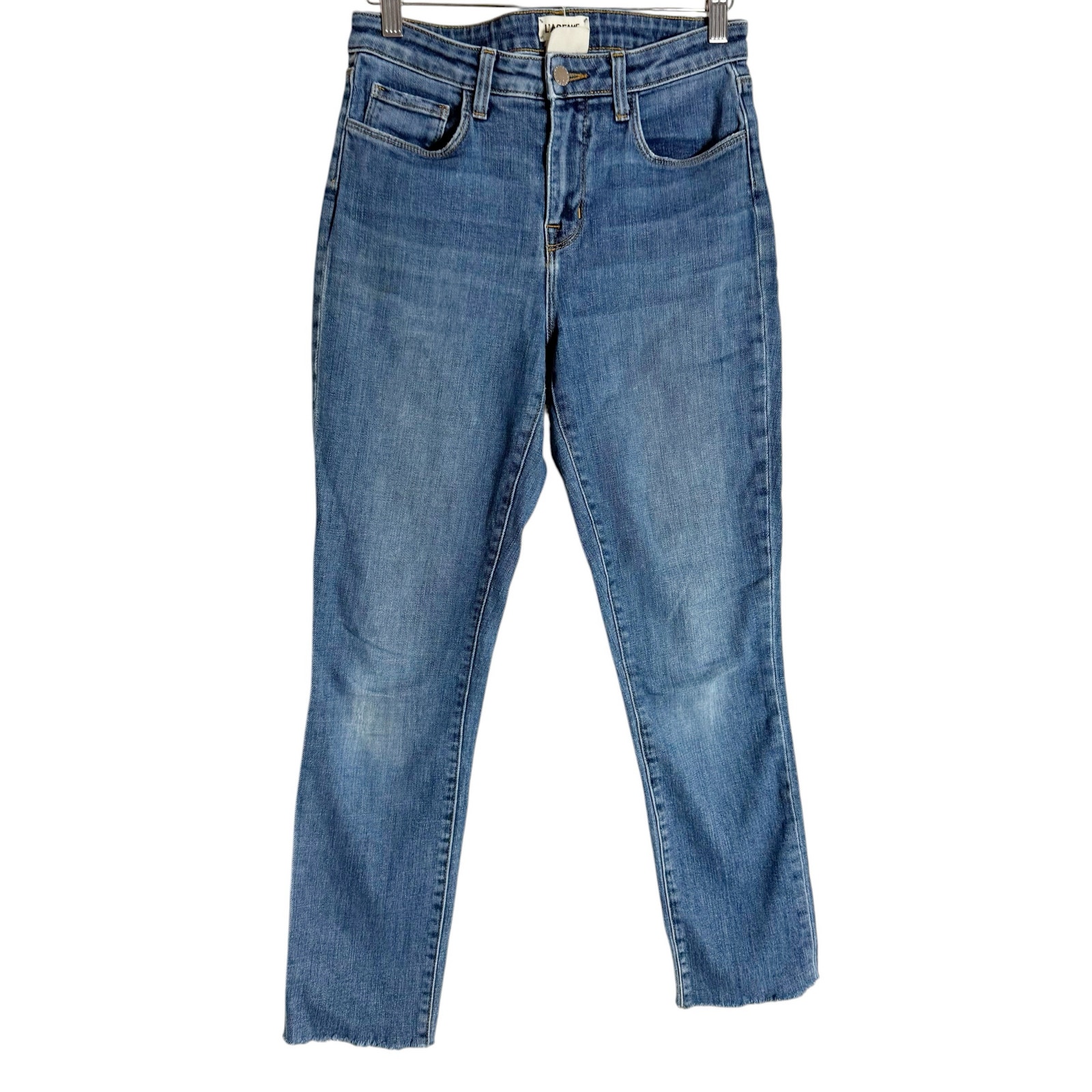 L’agence High Rise Straight Cropped Leg Denim Blue Jeans Size 26